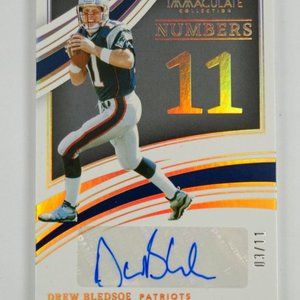 2022 Panini Immaculate Drew Bledsoe Numbers Signatures Auto #'d 3/11 SP Patriots